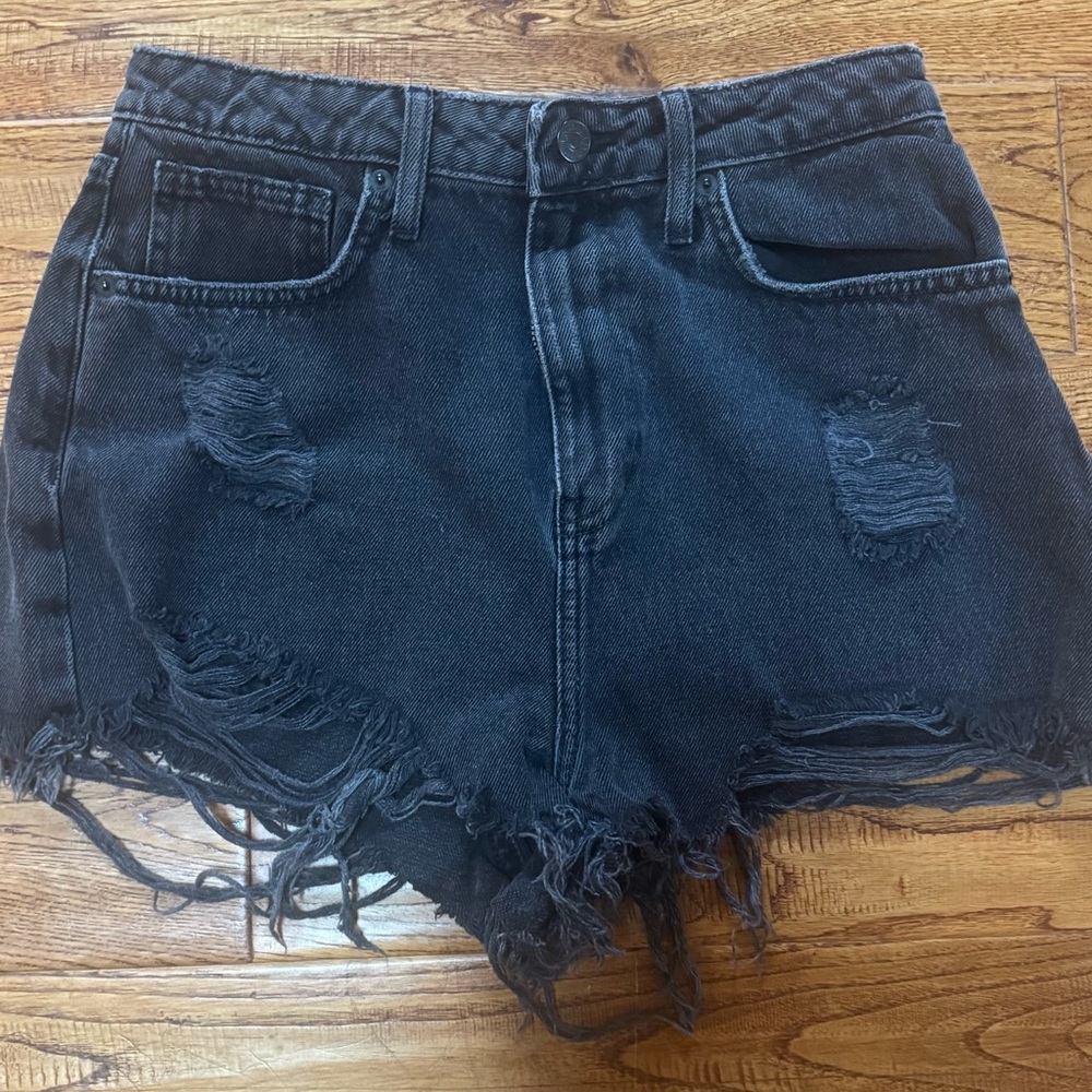 Forever 21 Black Distressed Jean Shorts